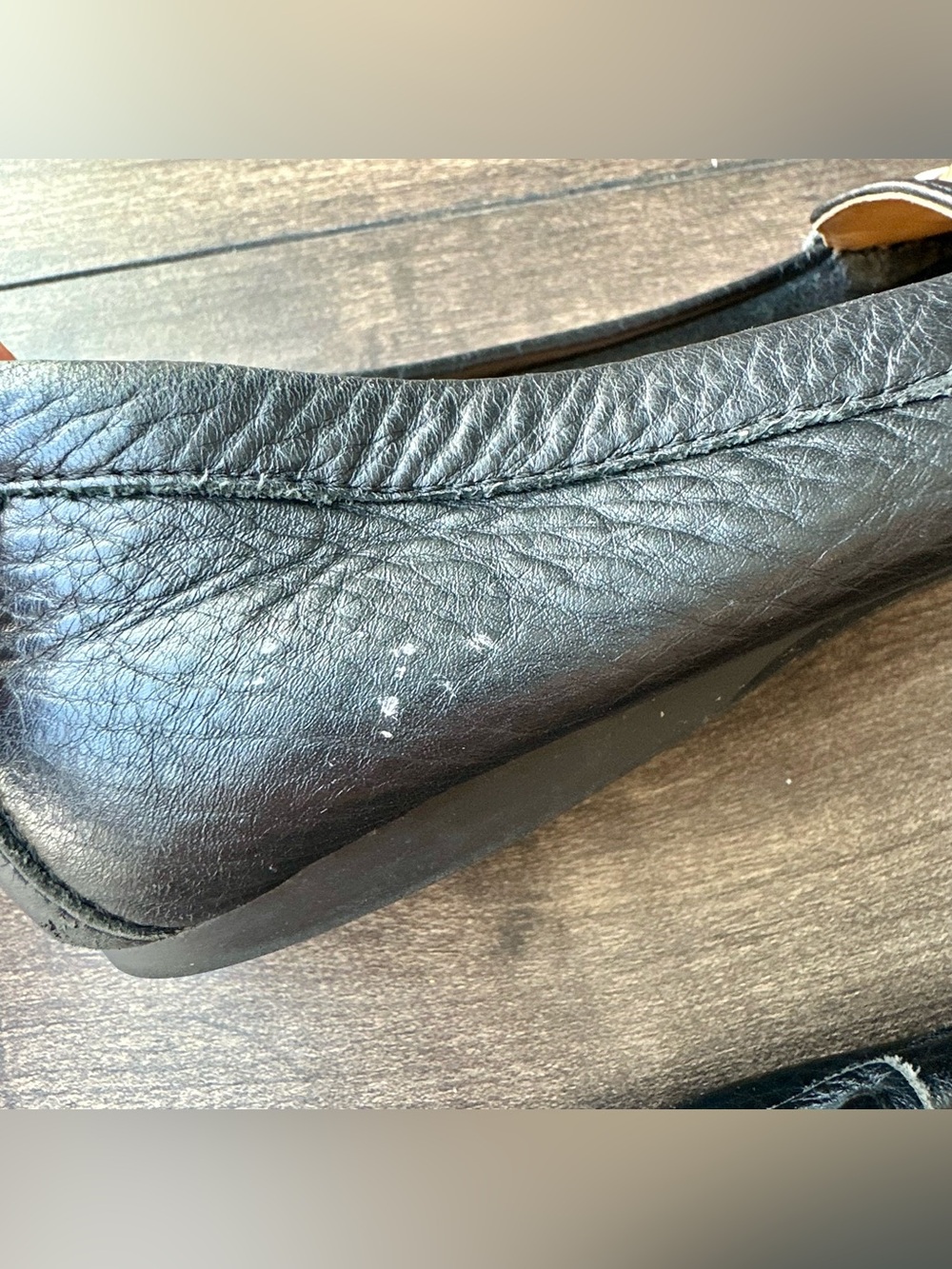 COACH "Olive" Black Pebbled Leather Loafers Flats Gold Chain Hardware Size 9B - Picture 13 of 16